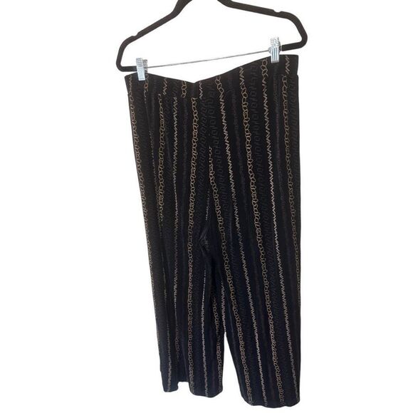 Chico’s Travelers Wide Leg Black Slinky Chain All Over Print Casual Pants Sz XL - Picture 5 of 14